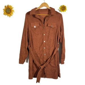 Shein Brown Corduroy Button Up Dress Size Large Women’s